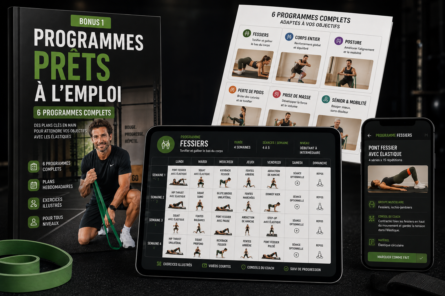 Mockup du guide de programmes prêts à l'emploi — 6 programmes complets