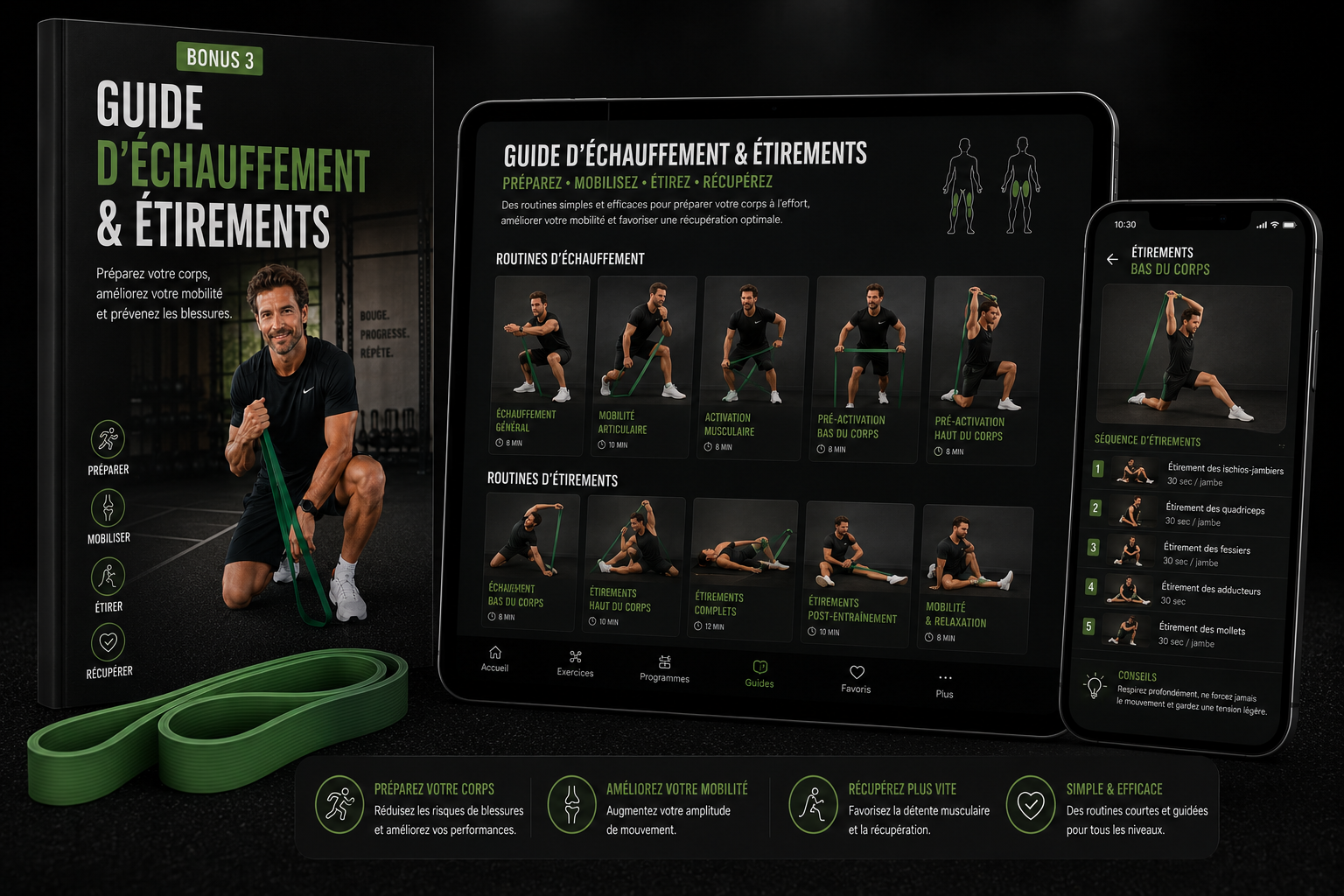 Mockup du guide d'échauffement et d'étirement