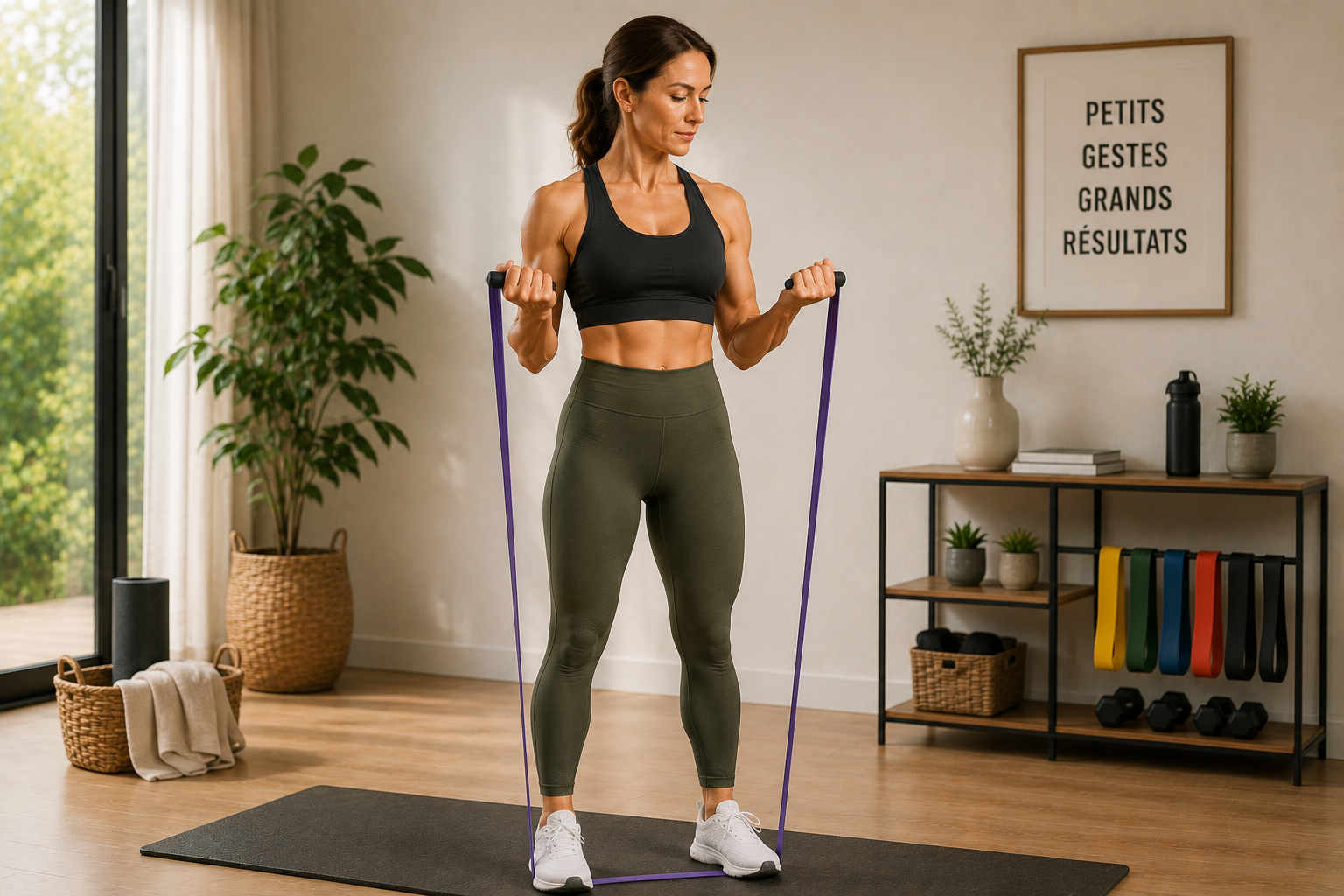 Curl biceps avec élastique de résistance